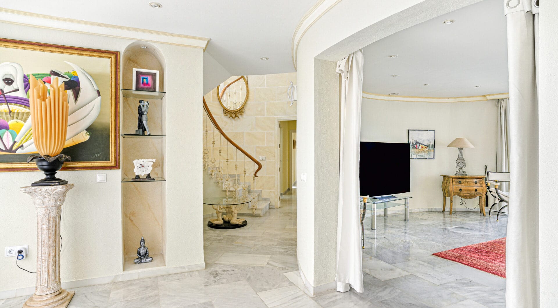 Spectacular south facing five bedroom villa in El Chaparral, Mijas Costa with panoramic sea views