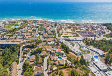 Spectacular south facing five bedroom villa in El Chaparral, Mijas Costa with panoramic sea views