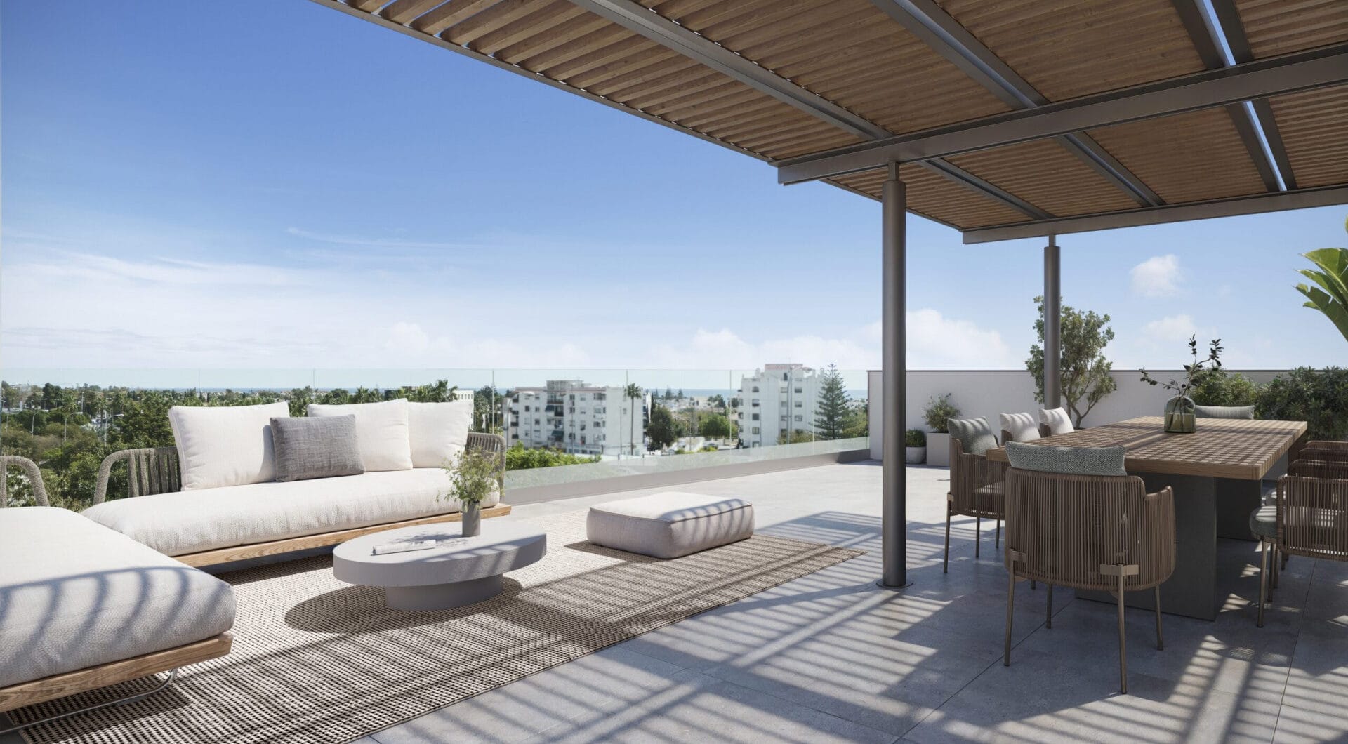 Zinnia, modern apartments in an urban setting with sea views in San Pedro de Alcántara.