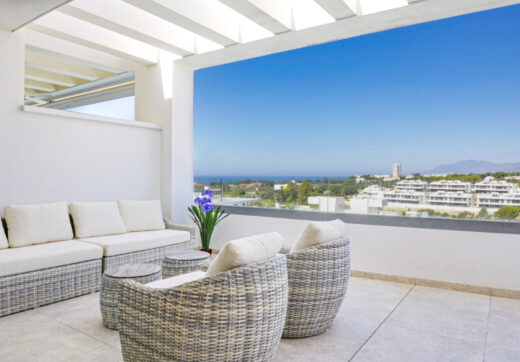 Contemporary penthouse with terrace and solarium both with panoramic views of the Mediterranean Sea in top location