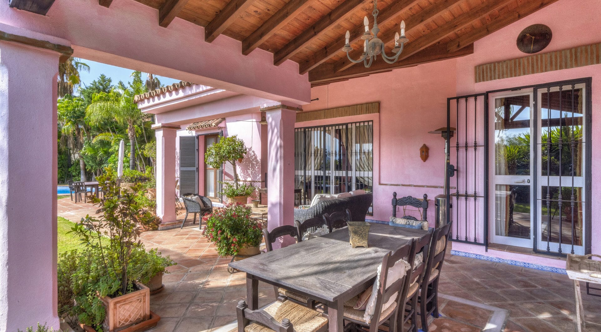 Charming five-bedroom Andalusian style villa in the gated community Puerto de Los Almendros, Benahavis with guest apartment