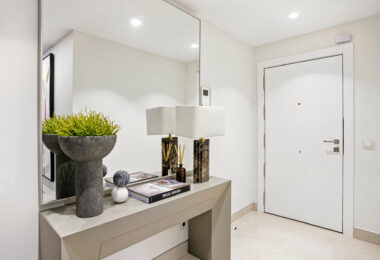 Impeccably renovated, south facing beach front, garden apartment located in the exclusive Menara Beach community on the sought-after New Golden Mile