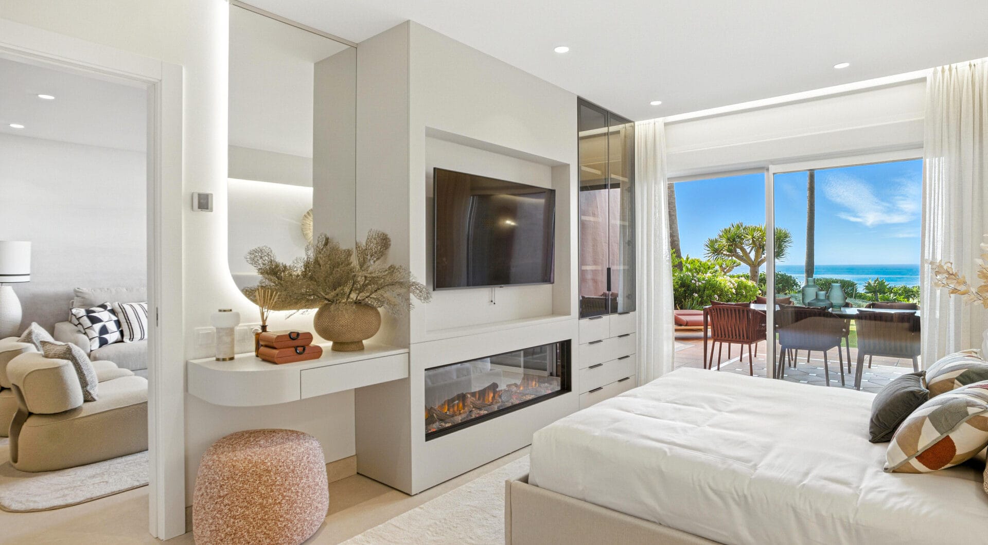 Impeccably renovated, south facing beach front, garden apartment located in the exclusive Menara Beach community on the sought-after New Golden Mile