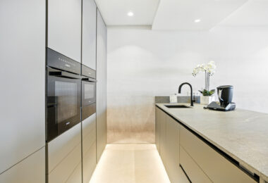 Impeccably renovated, south facing beach front, garden apartment located in the exclusive Menara Beach community on the sought-after New Golden Mile