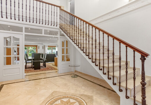 Elegant, southeast facing five bedroom Villa located on the New Golden Mile in Estepona, just steps from the beach