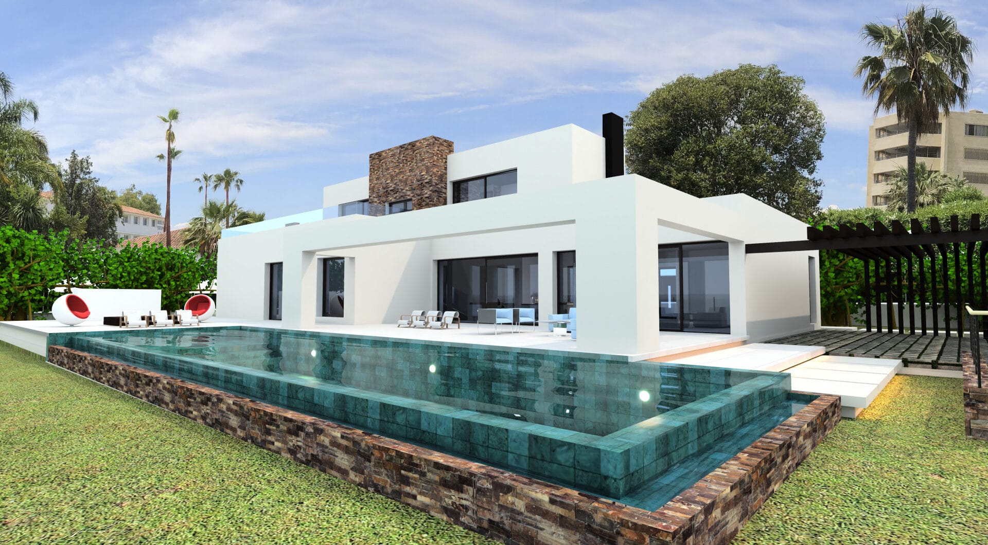 Villa Maya – a magnificent four-bedroom modern beachside villa, currently under construction on the cusp of Guadalmina Baja