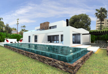 Villa Maya – a magnificent four-bedroom modern beachside villa, currently under construction on the cusp of Guadalmina Baja