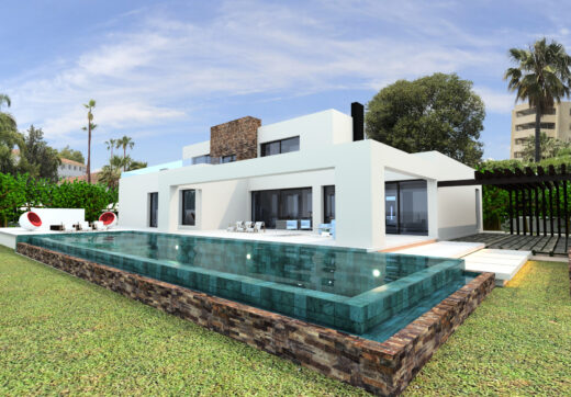 Villa Maya – a magnificent four-bedroom modern beachside villa, currently under construction on the cusp of Guadalmina Baja