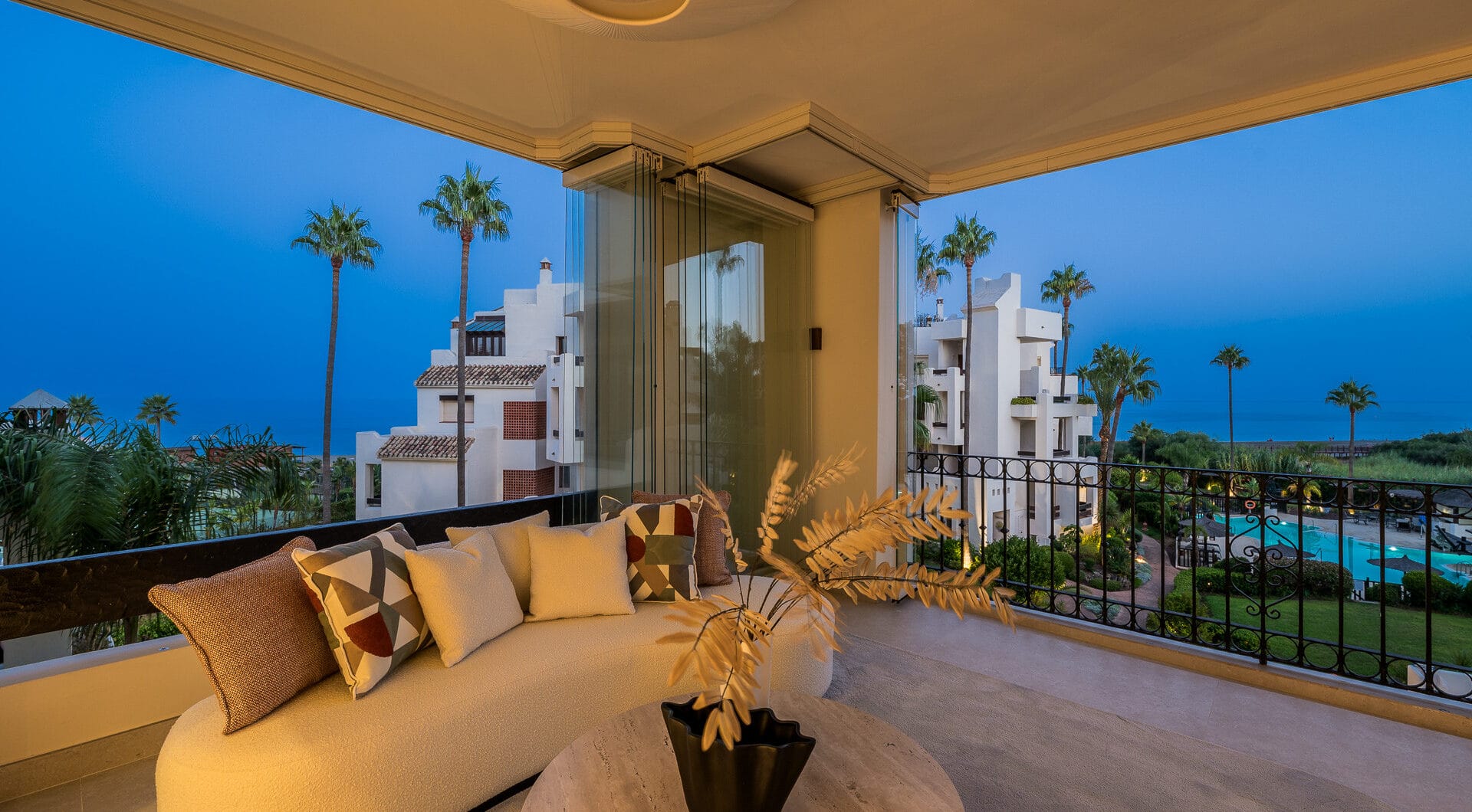 Beautifully renovated, south facing three-bedroom apartment located  in the prestigious gated community of Bahia del Velerin, Estepona