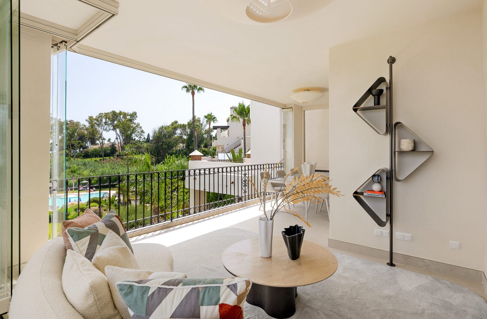 Beautifully renovated, south facing three-bedroom apartment located  in the prestigious gated community of Bahia del Velerin, Estepona