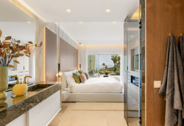 Beautifully renovated, south facing three-bedroom apartment located  in the prestigious gated community of Bahia del Velerin, Estepona
