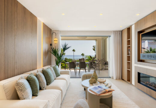 Beautifully renovated, south facing three-bedroom apartment located  in the prestigious gated community of Bahia del Velerin, Estepona