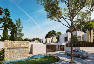 Modern four bedroom, south east facing villa of exceptional qualities is located in a gated community, consisting of only 15 villas, with 24 hour security guards and concierge services situated in a green oasis on the edge of the famous Golden Mile