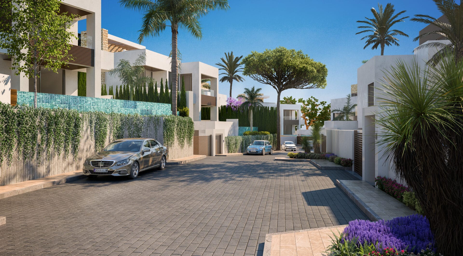 Modern four bedroom, south east facing villa of exceptional qualities is located in a gated community, consisting of only 15 villas, with 24 hour security guards and concierge services situated in a green oasis on the edge of the famous Golden Mile