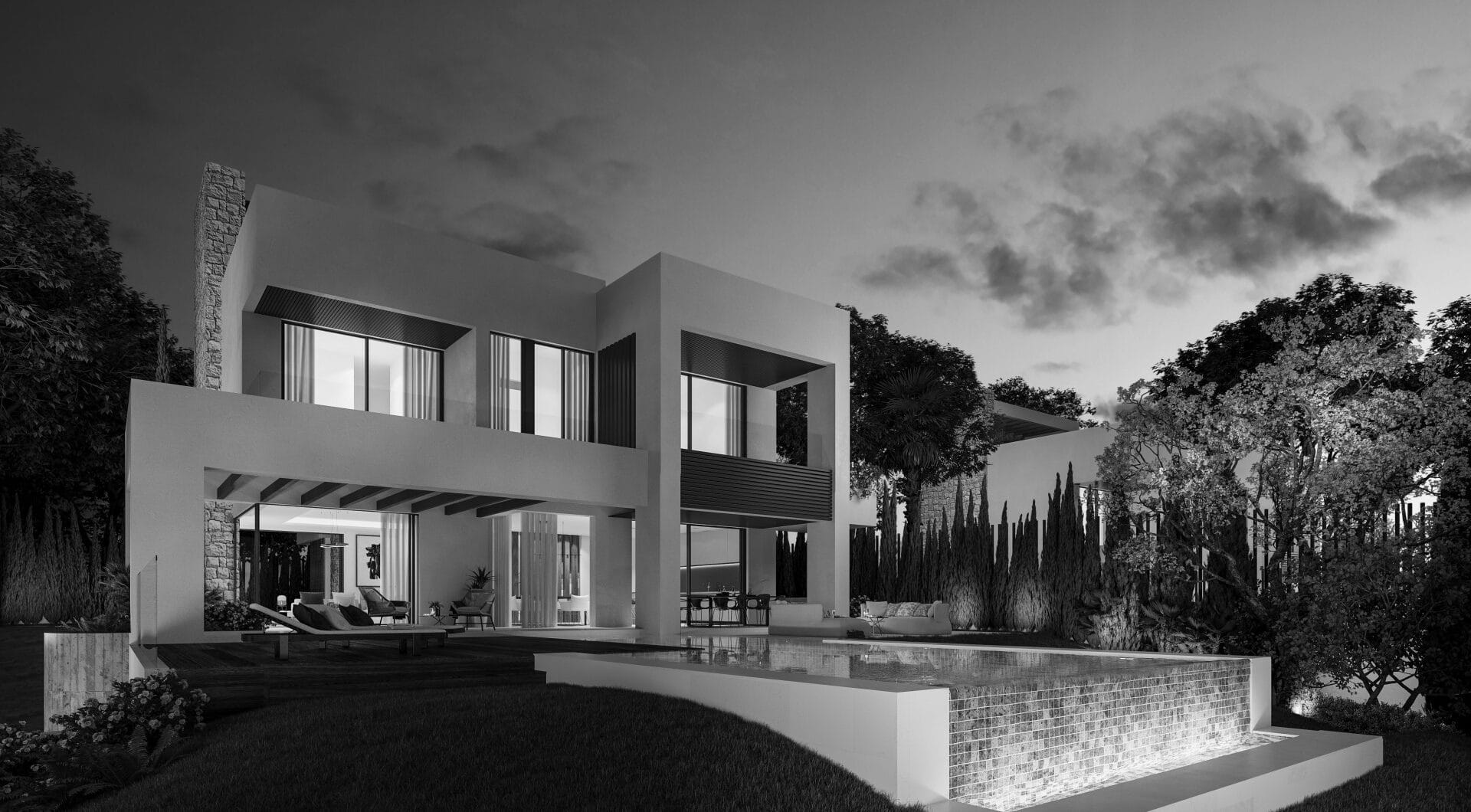 Modern four bedroom, south east facing villa of exceptional qualities is located in a gated community, consisting of only 15 villas, with 24 hour security guards and concierge services situated in a green oasis on the edge of the famous Golden Mile