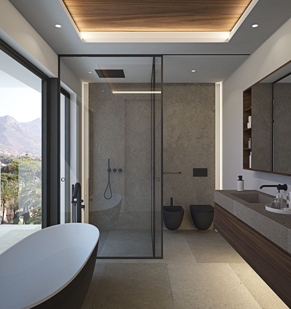 Modern four bedroom, south east facing villa of exceptional qualities is located in a gated community, consisting of only 15 villas, with 24 hour security guards and concierge services situated in a green oasis on the edge of the famous Golden Mile
