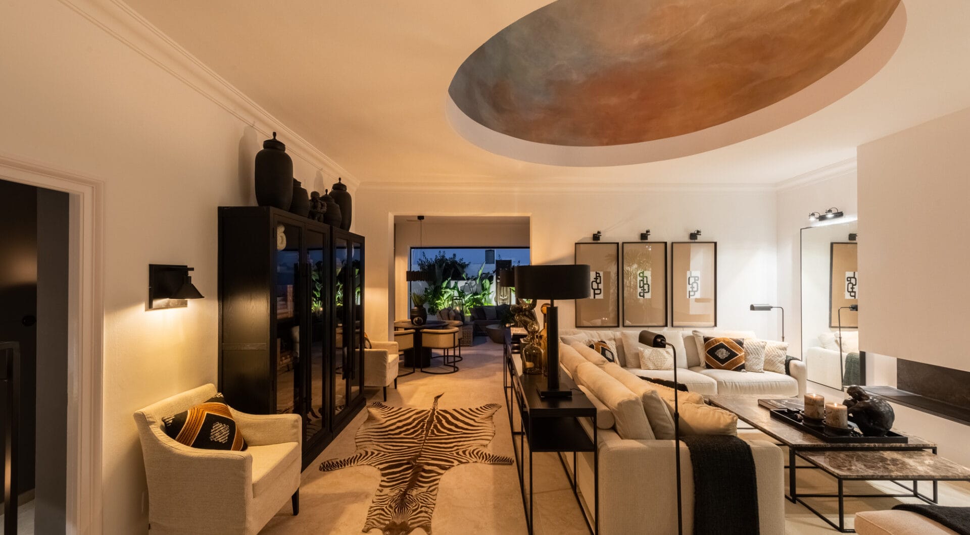 Scandi-style design bungalow in the beachfront Oasis Club on Marbella's Golden Mile.