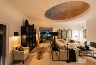 Scandi-style design bungalow in the beachfront Oasis Club on Marbella's Golden Mile.