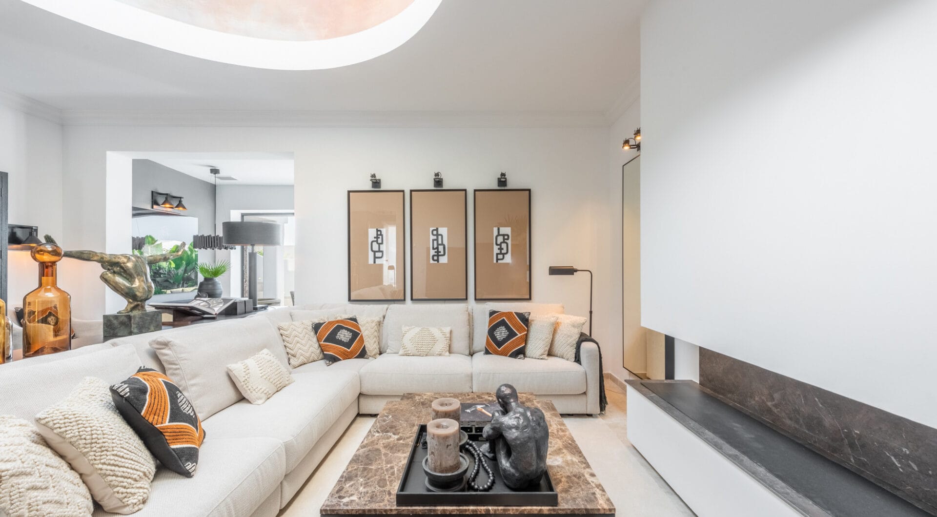 Scandi-style design bungalow in the beachfront Oasis Club on Marbella's Golden Mile.