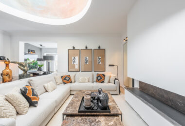 Scandi-style design bungalow in the beachfront Oasis Club on Marbella's Golden Mile.