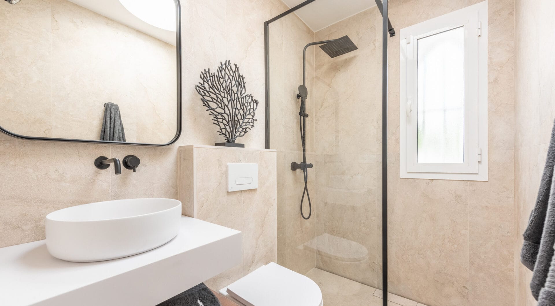 Scandi-style design bungalow in the beachfront Oasis Club on Marbella's Golden Mile.