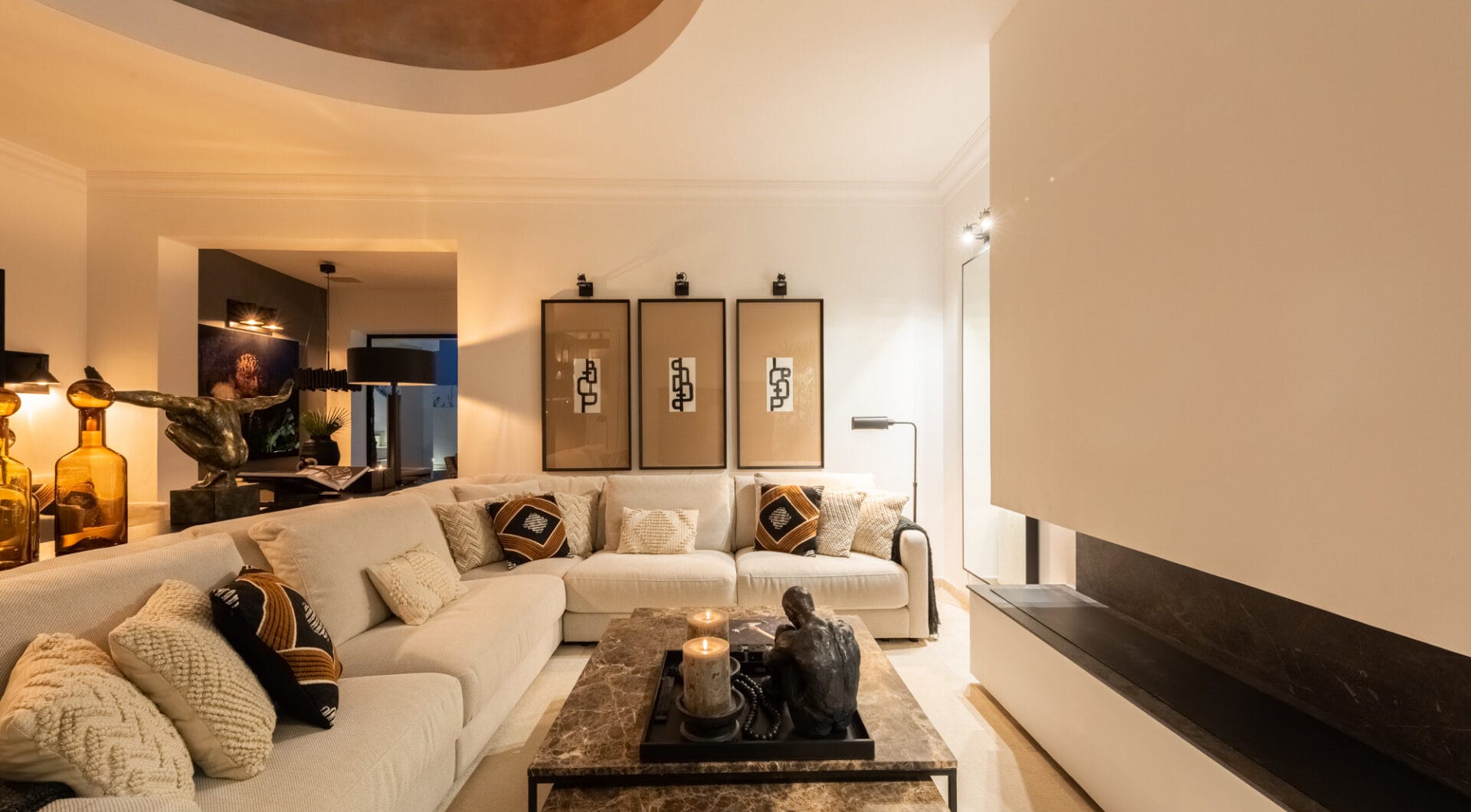 Scandi-style design bungalow in the beachfront Oasis Club on Marbella's Golden Mile.