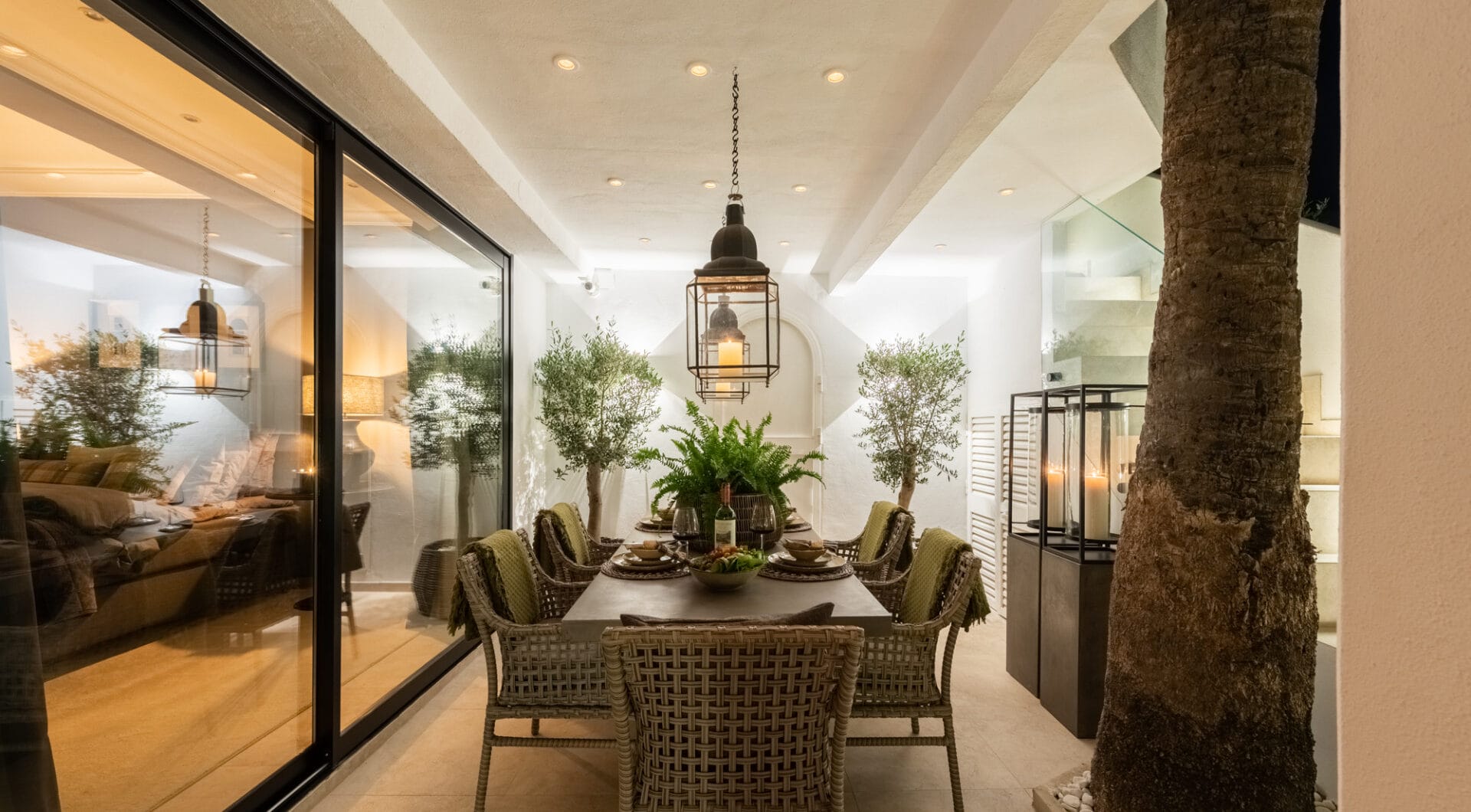 Scandi-style design bungalow in the beachfront Oasis Club on Marbella's Golden Mile.
