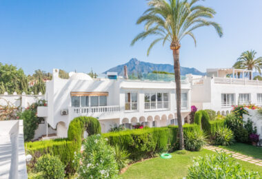 Scandi-style design bungalow in the beachfront Oasis Club on Marbella's Golden Mile.