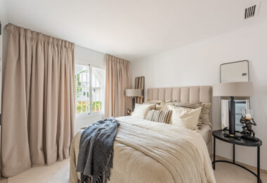 Scandi-style design bungalow in the beachfront Oasis Club on Marbella's Golden Mile.