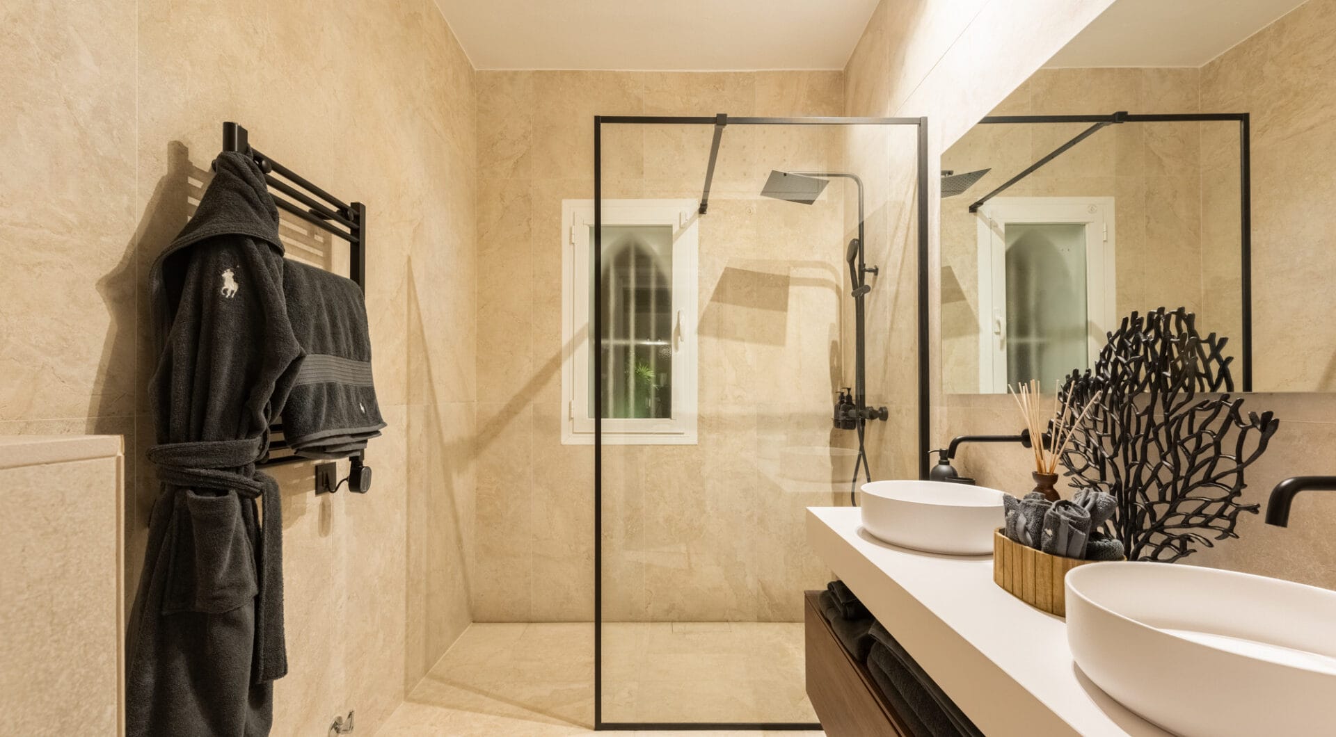 Scandi-style design bungalow in the beachfront Oasis Club on Marbella's Golden Mile.