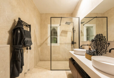 Scandi-style design bungalow in the beachfront Oasis Club on Marbella's Golden Mile.