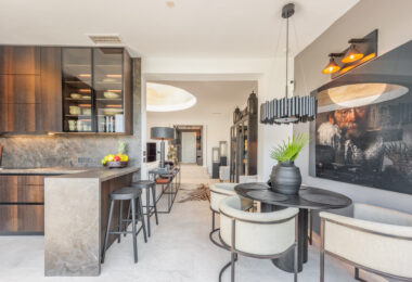 Scandi-style design bungalow in the beachfront Oasis Club on Marbella's Golden Mile.