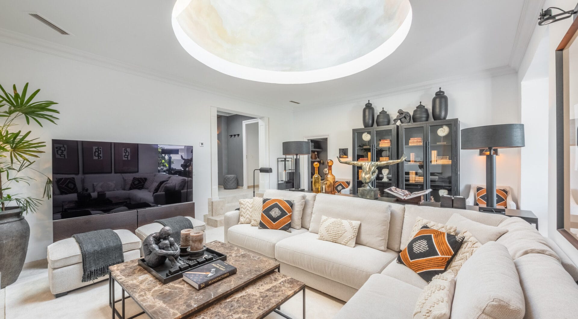 Scandi-style design bungalow in the beachfront Oasis Club on Marbella's Golden Mile.