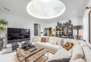 Scandi-style design bungalow in the beachfront Oasis Club on Marbella's Golden Mile.