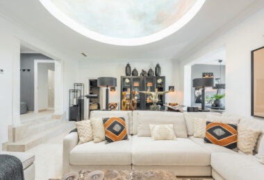 Scandi-style design bungalow in the beachfront Oasis Club on Marbella's Golden Mile.