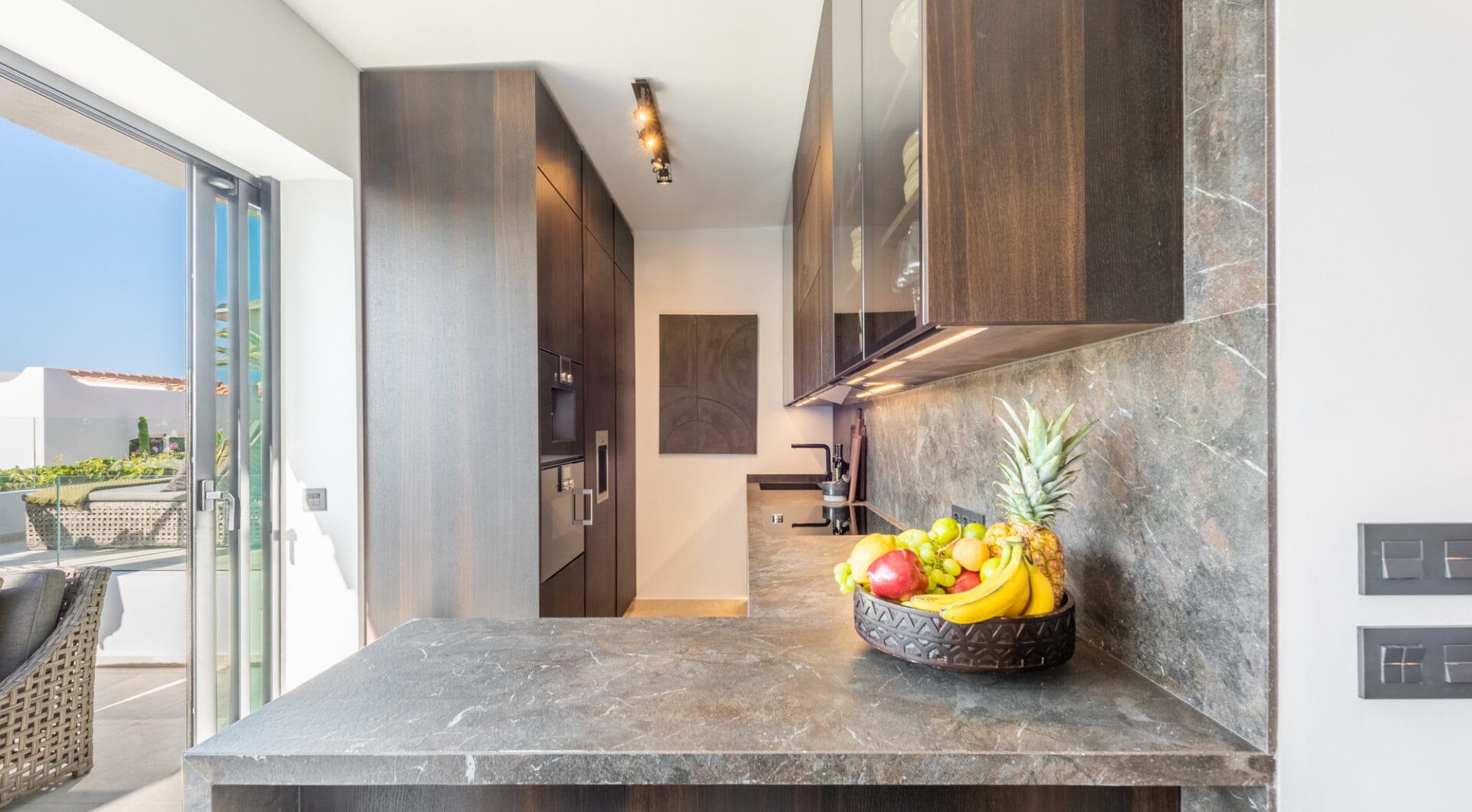 Scandi-style design bungalow in the beachfront Oasis Club on Marbella's Golden Mile.