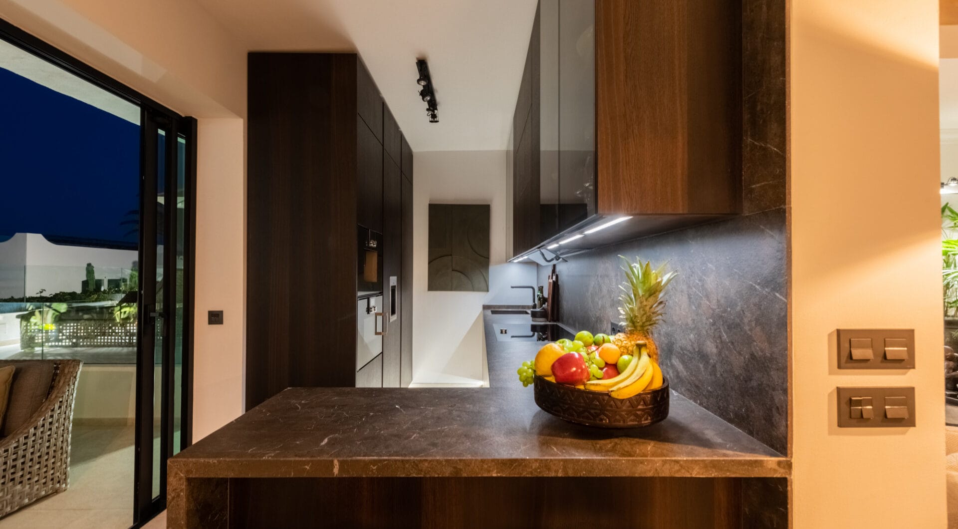 Scandi-style design bungalow in the beachfront Oasis Club on Marbella's Golden Mile.