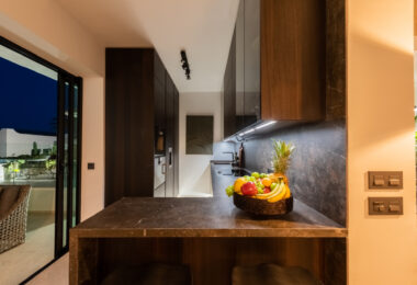 Scandi-style design bungalow in the beachfront Oasis Club on Marbella's Golden Mile.