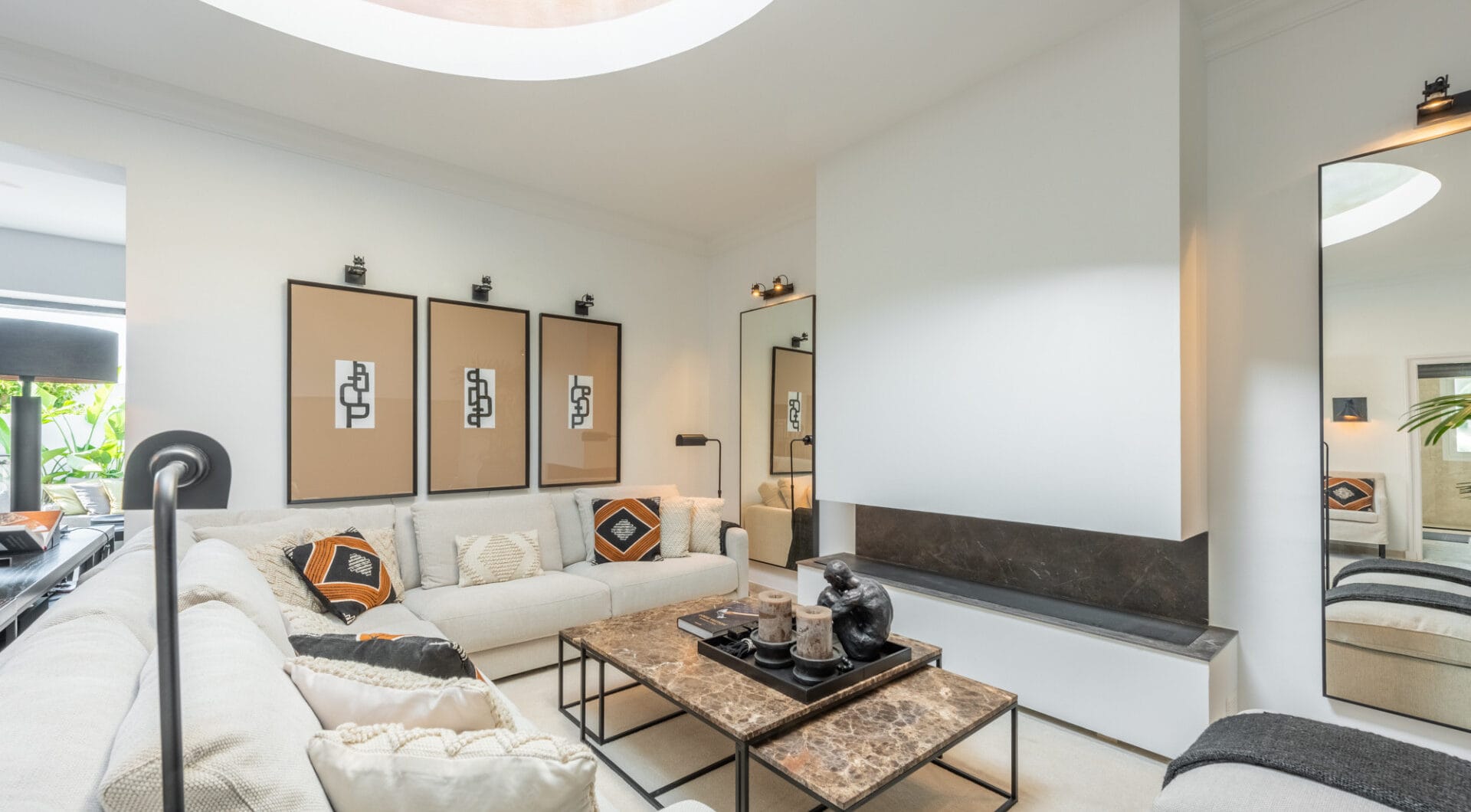 Scandi-style design bungalow in the beachfront Oasis Club on Marbella's Golden Mile.