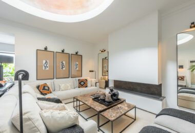 Scandi-style design bungalow in the beachfront Oasis Club on Marbella's Golden Mile.