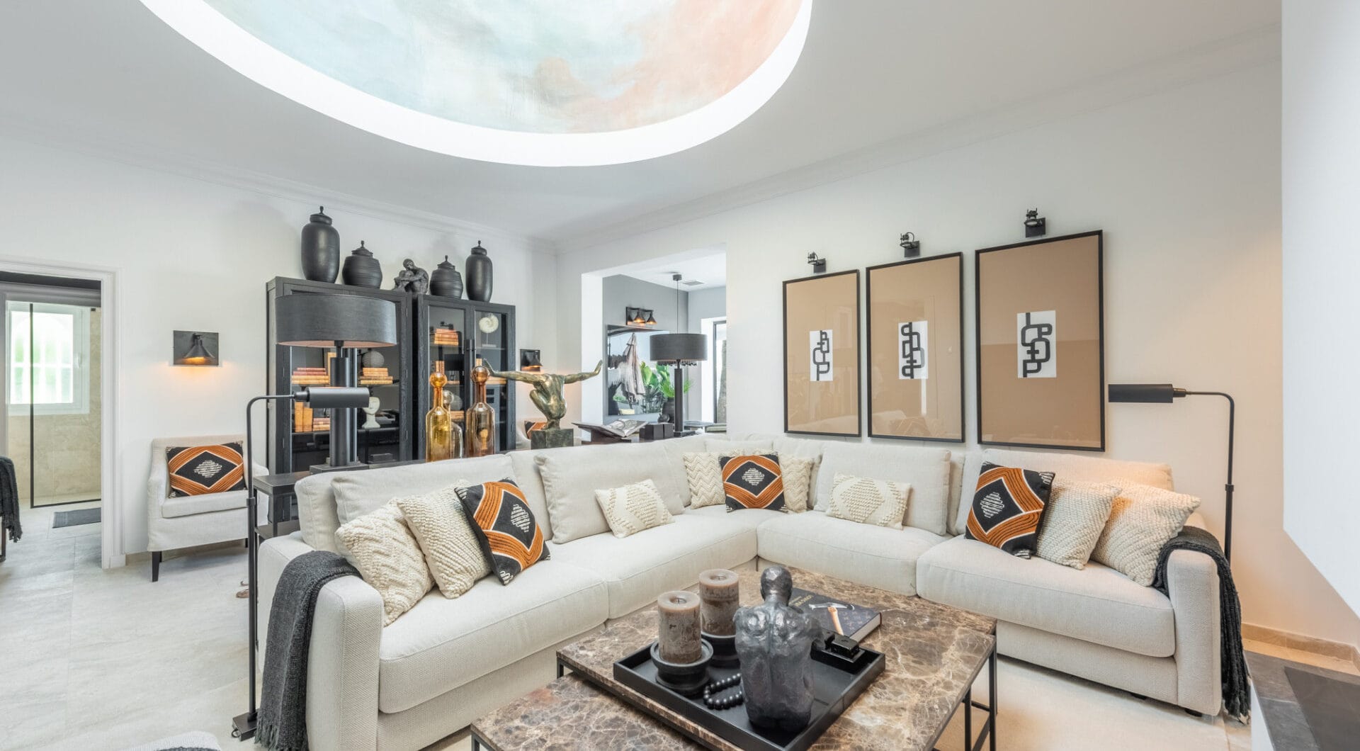 Scandi-style design bungalow in the beachfront Oasis Club on Marbella's Golden Mile.
