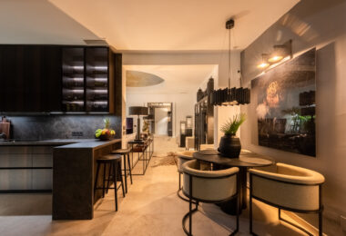 Scandi-style design bungalow in the beachfront Oasis Club on Marbella's Golden Mile.