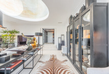 Scandi-style design bungalow in the beachfront Oasis Club on Marbella's Golden Mile.