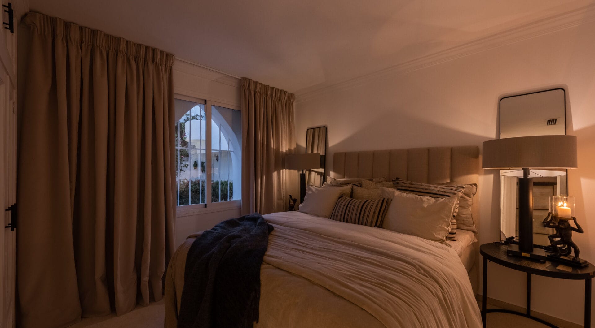 Scandi-style design bungalow in the beachfront Oasis Club on Marbella's Golden Mile.