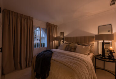 Scandi-style design bungalow in the beachfront Oasis Club on Marbella's Golden Mile.