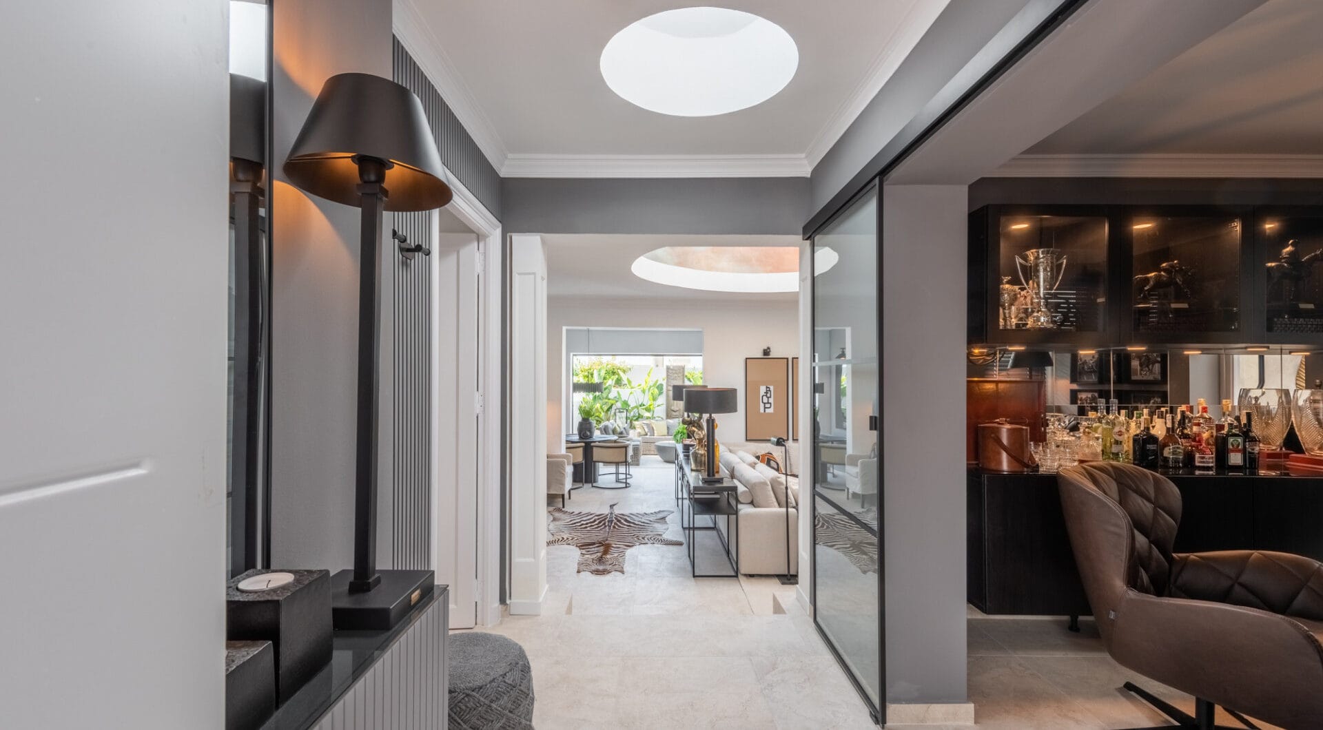 Scandi-style design bungalow in the beachfront Oasis Club on Marbella's Golden Mile.