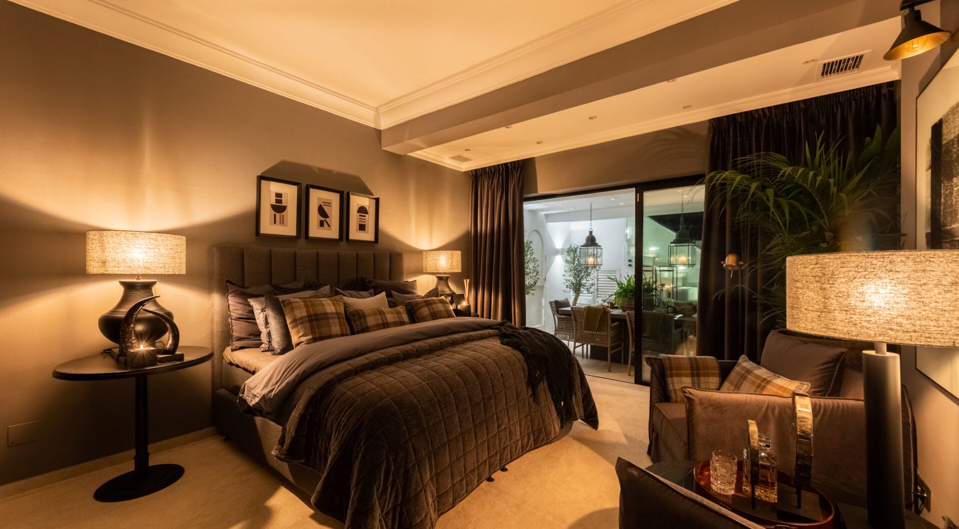 Scandi-style design bungalow in the beachfront Oasis Club on Marbella's Golden Mile.