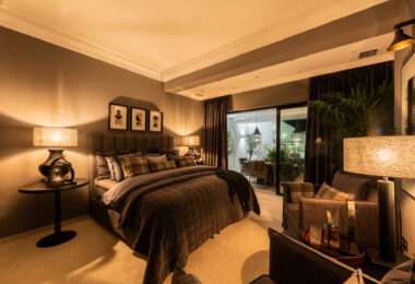 Scandi-style design bungalow in the beachfront Oasis Club on Marbella's Golden Mile.
