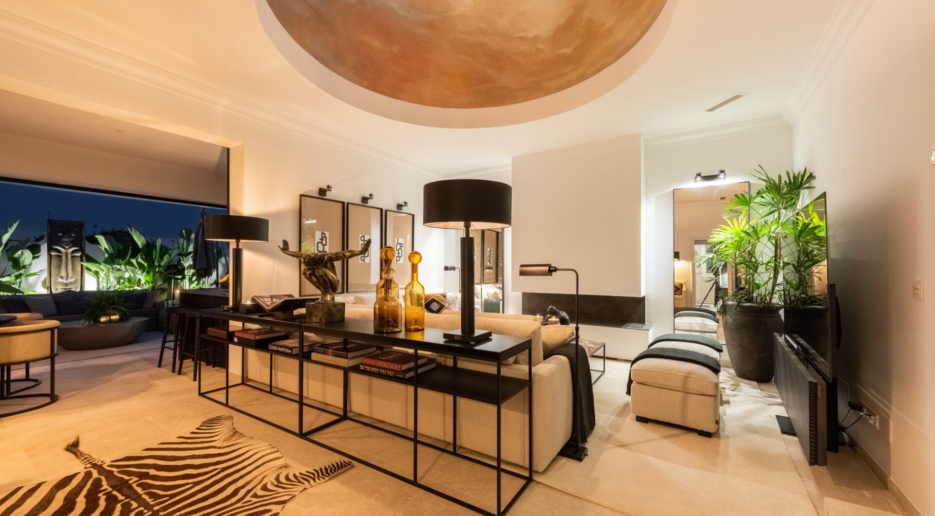 Scandi-style design bungalow in the beachfront Oasis Club on Marbella's Golden Mile.
