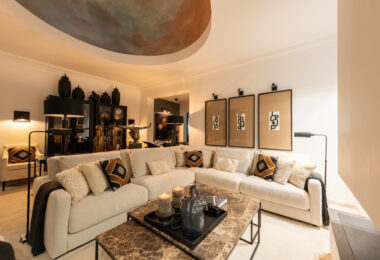 Scandi-style design bungalow in the beachfront Oasis Club on Marbella's Golden Mile.